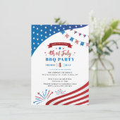 7月の幸せ4日紅白と青の愛国心 招待状 (スタンド正面)