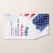 7月の幸せ4日赤白青家族パーティー ハンドタオル (ハンドタオル)