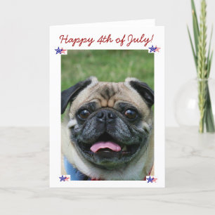 7月の幸せ4日Pug Dog カード