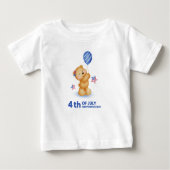 7月の幸せ4thかわいいテディベア ベビーTシャツ (正面)