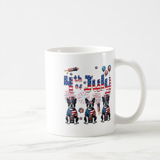 7月の幸せ4thかわいいボストンテリアスサンgl コーヒーマグカップ (右)