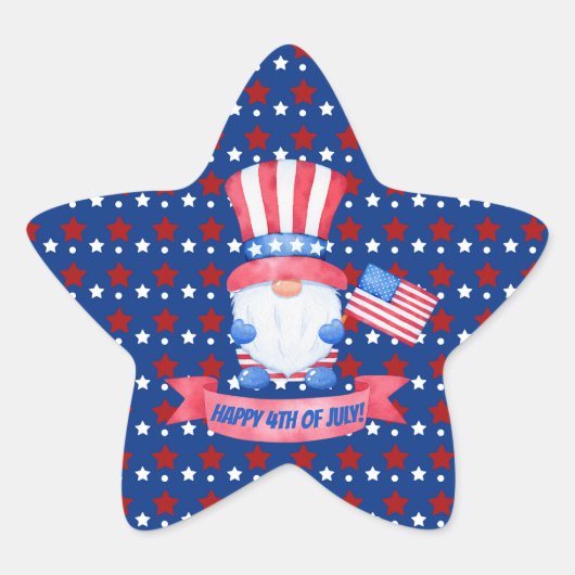 7月の幸せ4thかわいい水彩格言ブルー 星シール (正面)