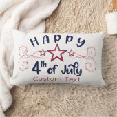 7月の幸せ4thとオプションのカスタム文字星 ランバークッション (ブランケット)