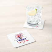 7月の幸せ4thアイスクリーム花火夏パーティー スクエアペーパーコースター (インサイチュ)