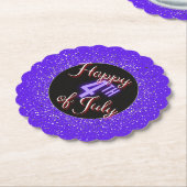 7月の幸せ4thブリリアントレッドホワイト&ブルー ペーパーコースター (アングル)