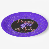 7月の幸せ4thブリリアントレッドホワイト&ブルー ペーパープレート (アングル)