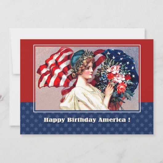 7月の幸せ4thヴィンテージ愛国的デザインカード カード (正面)