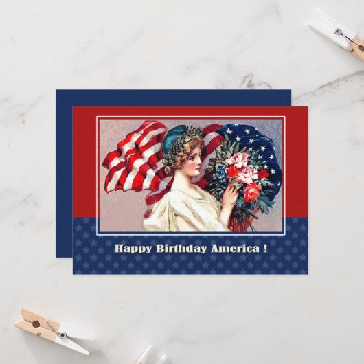 7月の幸せ4thヴィンテージ愛国的デザインカード カード (正面/裏面インサイチュ)