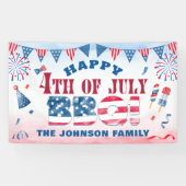 7月の幸せ4th夏のBBQパーティーバナー 横断幕 (横)
