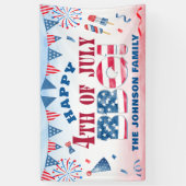 7月の幸せ4th夏のBBQパーティーバナー 横断幕 (縦)