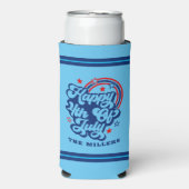 7月の幸せ4th愛国的レトロタイポグラフィ スリム缶クーラー (Seltzer正面)
