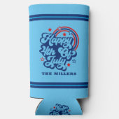 7月の幸せ4th愛国的レトロタイポグラフィ スリム缶クーラー (裏面)