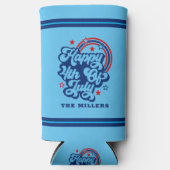 7月の幸せ4th愛国的レトロタイポグラフィ スリム缶クーラー (正面)