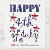 7月の幸せ4th星とストライプタイポグラフィ ワインラベル (シングルラベル)