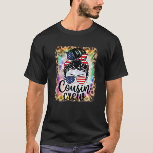 7月の従兄弟クルーのアメリカ人4th絞り染めMessy Bun Tシャツ