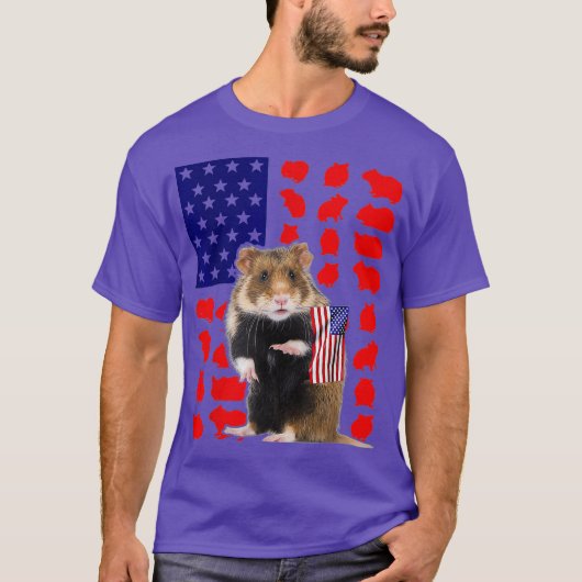 7月の愛するアメリカ合衆国のハムスター州旗4日 Tシャツ (正面)