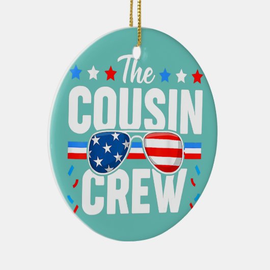 7月の愛国アメリカ家族のいとこのクルー4日 セラミックオーナメント (右)