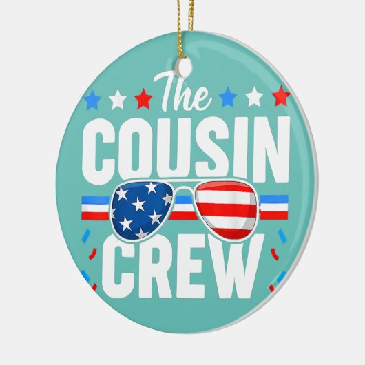 7月の愛国アメリカ家族のいとこのクルー4日 セラミックオーナメント (左)