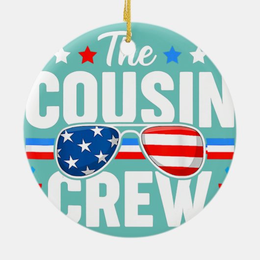 7月の愛国アメリカ家族のいとこのクルー4日 セラミックオーナメント (裏面)