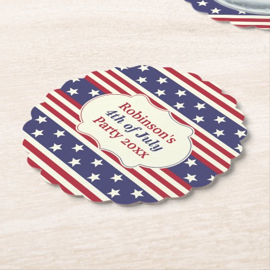 7月の愛国心が強い星条旗のパーティーの名前の第4 ペーパーコースター (アングル)