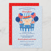 7月の愛国心が強い男の赤ちゃんのベビーシャワーのかわいい第4 招待状 (正面/裏面)
