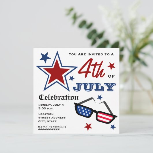 7月の愛国心が強い米国旗のサングラスの第4 招待状 (スタンド正面)