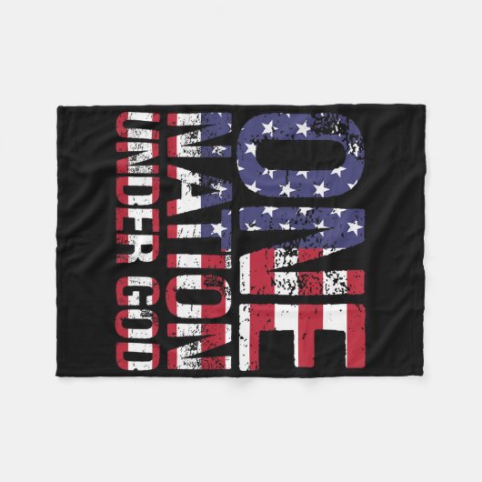 7月の愛国心Chの第4日の神の旗の下の一つの国 フリースブランケット (正面(横))