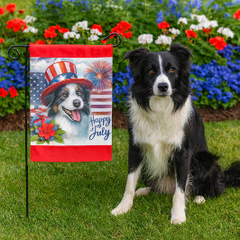 7月の愛国犬4th耐候性の庭旗 ガーデンフラッグ