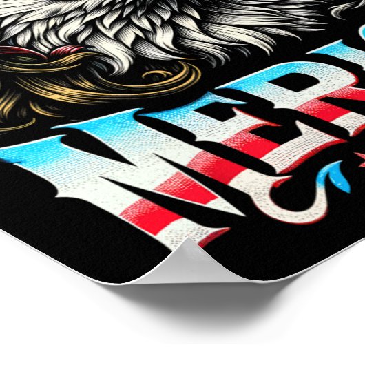 7月の愛国的なおもしろいイーグル7月4日アメリカ合衆国メリカ ポスター (角)