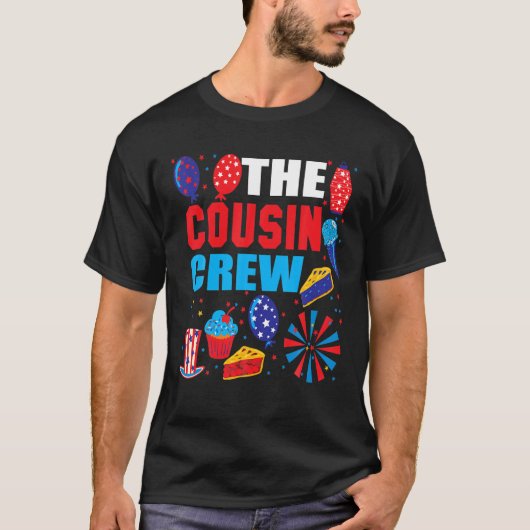 7月の愛国的なアメリカの家族のいとこのクルー4日 Tシャツ (正面)