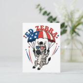 7月の愛国的なアメリカ国旗のEd Zebra Happy 4th ポストカード (スタンド正面)