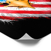 7月の愛国的なイーグル米国アメリカ国旗の男の子 ポスター (角)