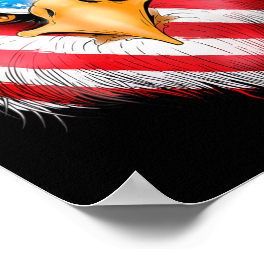 7月の愛国的なイーグル米国アメリカ国旗の男の子 ポスター (角)