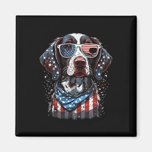 7月の愛国的なドイツのショートのポインタ犬U マグネット (正面)