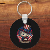 7月の愛国的なハリネズミ米国国旗の キーホルダー (正面)