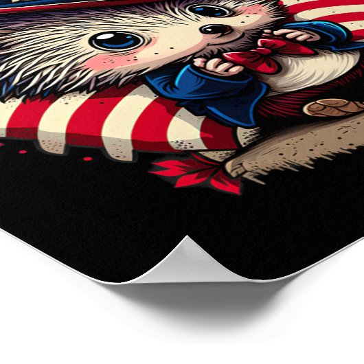 7月の愛国的なハリネズミ米国国旗の ポスター (角)