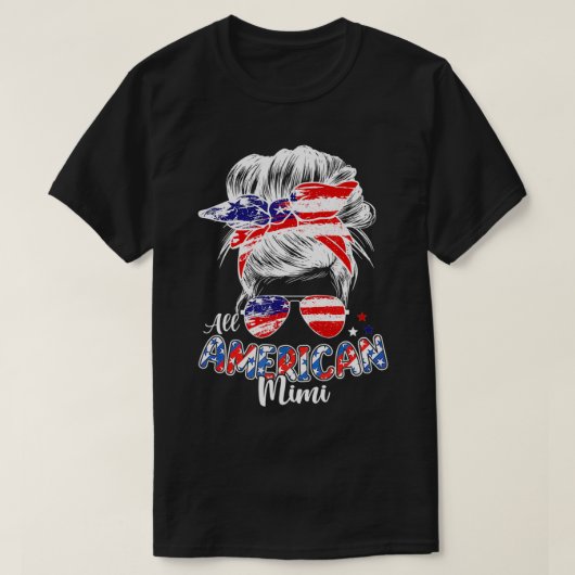 7月の愛国的なミミ4日Messy Bun髪のindepend Tシャツ (デザイン正面)