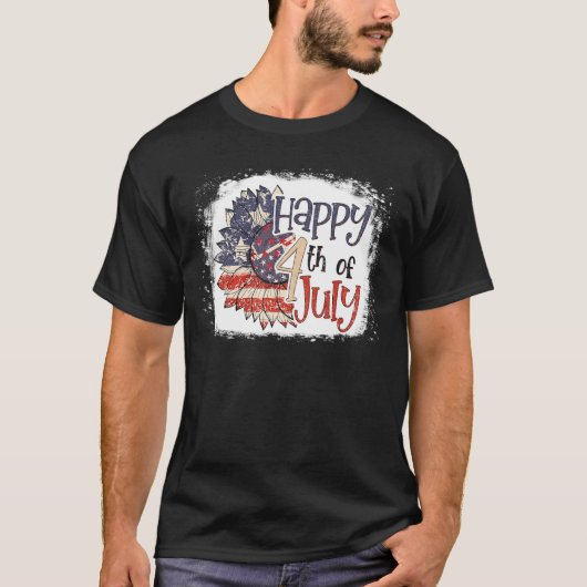 7月の愛国的な幸せ4thひまわりアメリカ合衆国アメリカ tシャツ (正面)