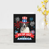 7月の愛国的な日の聖ベルナール犬の独立 カード (黄色い花)