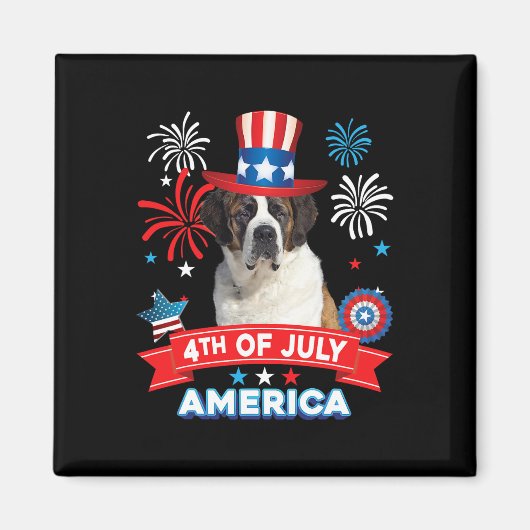 7月の愛国的な日の聖ベルナール犬の独立 マグネット (正面)