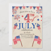 7月の愛国的な4日パーチメント 招待状 (正面)