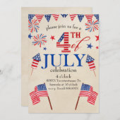 7月の愛国的な4日パーチメント 招待状 (正面/裏面)