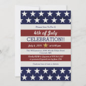 7月の愛国的な4日パーティーアメリカ国旗 招待状 (正面)