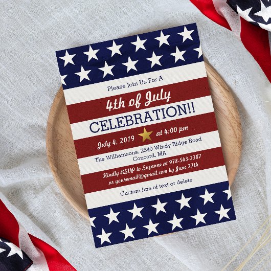 7月の愛国的な4日パーティーアメリカ国旗 招待状
