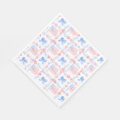 7月の愛国的な4番目の水の色のフラグと弓 スタンダードランチョンナプキン (角)