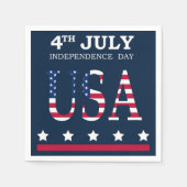 7月の愛国的な4thアメリカ国旗のスターストライプズ スタンダードカクテルナプキン (正面)