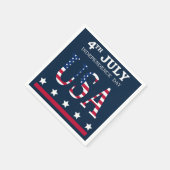 7月の愛国的な4thアメリカ国旗のスターストライプズ スタンダードカクテルナプキン (角)