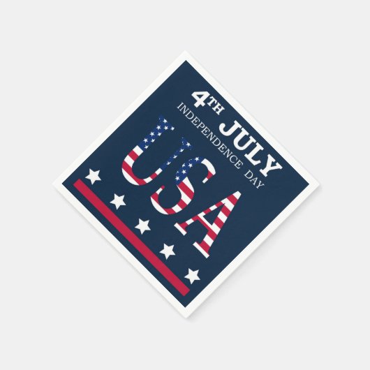 7月の愛国的な4thアメリカ国旗のスターストライプズ スタンダードカクテルナプキン (角)