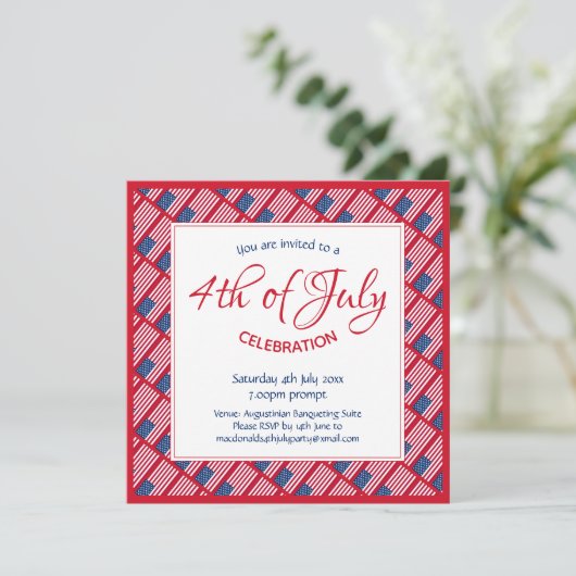 7月の愛国的な4thアメリカ国旗のパーティー 招待状 (スタンド正面)