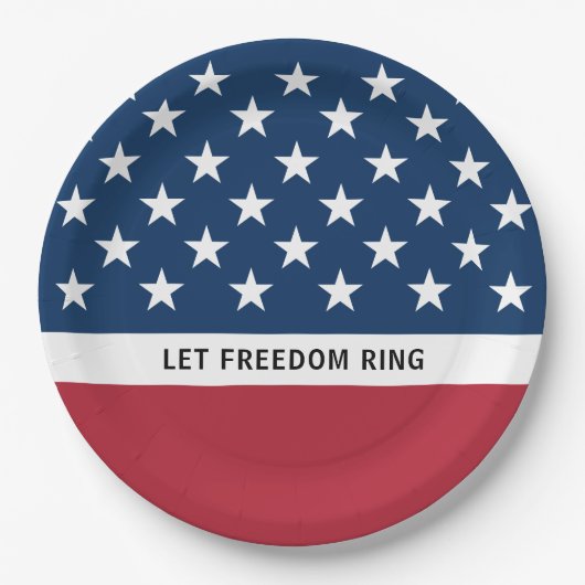 7月の愛国的な4thスターとストライプ ペーパープレート (正面)